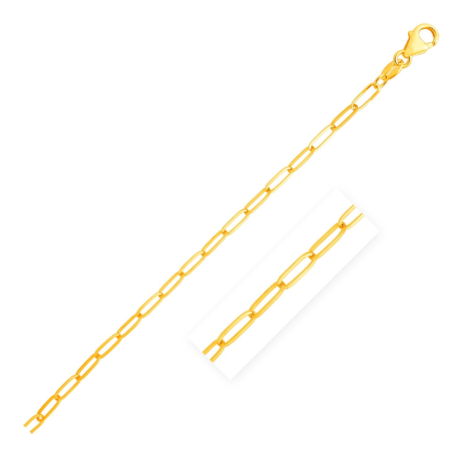 14K Yellow Gold Paperclip Bracelet (3.50 mm) in a sleek high-contrast midnight luxury editorial style